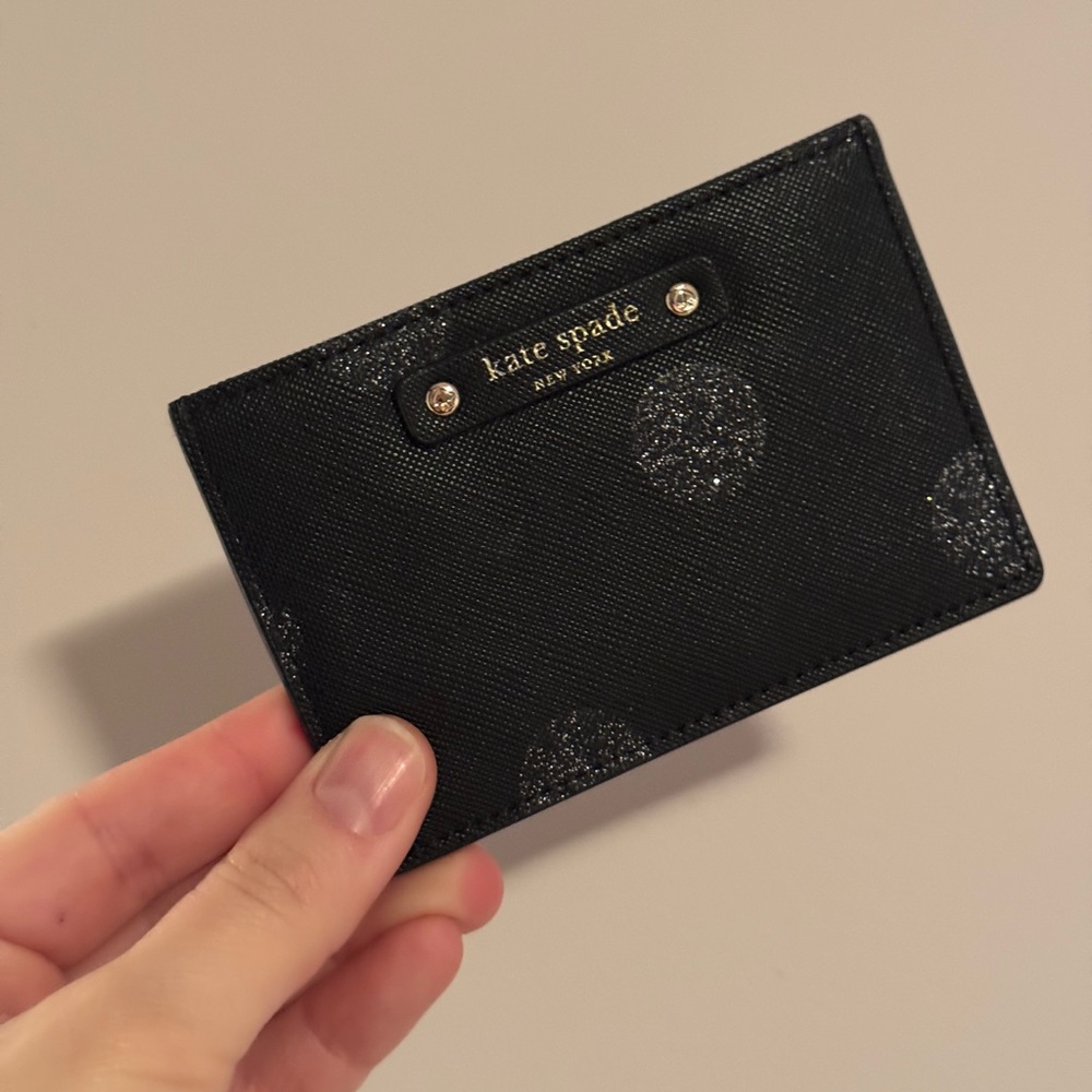 Black Sparkle Polka Dot Kate Spade Card Holder